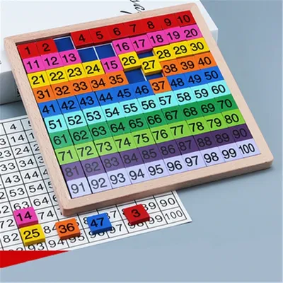 Planche d'enseignement des maths en bois jouet d'apprentissage des nombres séquentiels 1 à 100 pour