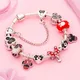 Bracelet à breloques pendentif Minnie Cartoon nœud papillon en forme de cœur bracelets perlés