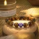 Bracelet en pierre naturelle œil de tigre pour hommes perles mauvais œil élastique rond brun