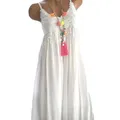 Robe longue en dentelle sans manches Sexy motif floral couleur unie confortable Maxi nouvelle