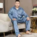 Ensemble de pyjama en satin rayé pour homme chemisier à manches longues pantalon slik vêtements