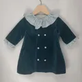 Robe Trapèze en Velours Vert pour Bol Vêtements Espagnols Demi Manches Col en Cuir oral elu