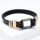 Bracelets géométriques en cuir véritable noir pour femmes métal printemps breloque bracelets