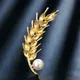 Broche d'oreille de blé en cristal de luxe pour hommes et femmes broche de perle de tempérament
