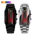 SKMEI – montre-bracelet de luxe pour hommes étanche en acier inoxydable rouge binaire lumineux