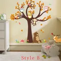 Autocollants muraux en Pvc dessin animé ours singe hibou arbre décoration pour chambre