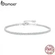 BAMOER – Bracelet de Tennis réglable en argent Sterling 925 pour femme classique plaqué platine