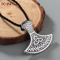 Kinitial-Collier pendentif hache pour homme bijoux en marteau de Thor symboles de Valknut Odin