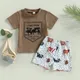 Ensemble t-shirt et short à pois pour tout-petit vêtements western pour bébé garçon manches