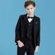 Costume de photographie d'anniversaire pour enfants Costume noir formel pour garçons à fleurs robe