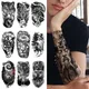 Autocollant de tatouage temporaire imperméable unisexe loup sauvage tigre crâne de mort faux