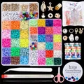 Kit de Perles Plates et Rondes en Argile Polymère de 6mm pour Bijoux Bracelets Colliers Boucles