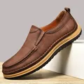 Chaussures classiques en cuir véritable pour hommes chaussures d'extérieur respirantes et