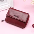 CONTACT'S – portefeuille en cuir véritable pour femmes porte-cartes porte-monnaie rouge petit sac