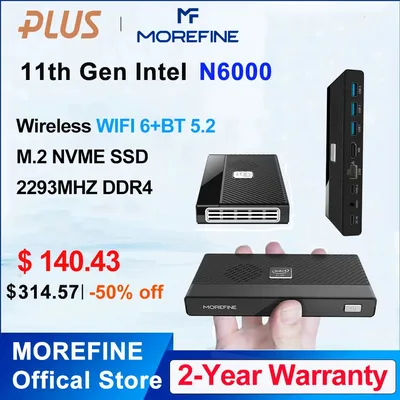 MOREFINE-Mini PC M6 11e génération Isabel Intel N5105 2.9GHz Windows 10 Pro DDR4 2933MHz NVMe