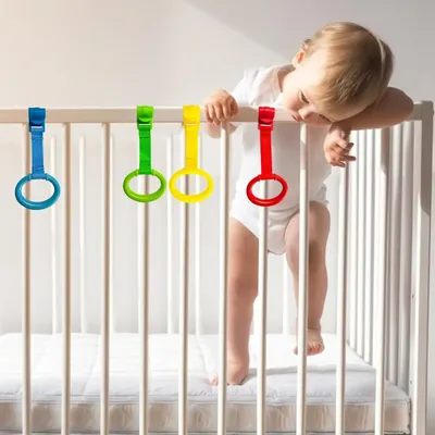 Lot de 4 anneaux de traction pour lit de bébé aide à l'apprentissage de l'équilibre jouets d'aide