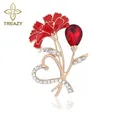 Broches élégantes en forme de cœur pour femmes pour Bouquet strass émail fleur rouge