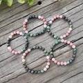 Perles en pierre naturelle de 8mm Bracelet de prière Turquoise africain Quartz Rose Bracelet