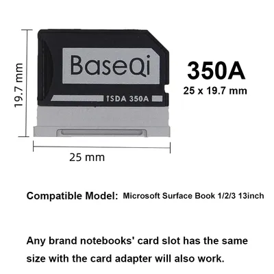 BaseQi lecteur de cartes pour Microsoft Surface Book 1/2/3 pouces 13.5 a adaptateur Microsd