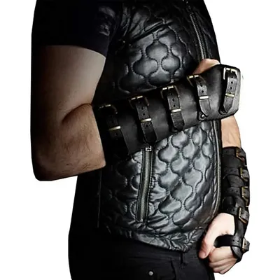 Armure de bras réglable en cuir PU pour hommes attelle de poignet rétro médiéval ceinture de