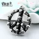 BEIER – collier Punk Rock hip-hop en acier inoxydable signe de paix Biker tête de mort pendentif