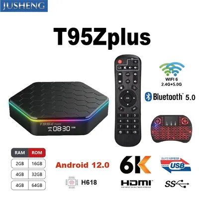 Boîtier Smart TV T95Z Plus Android 12.0 6K WiFi 2.4/5 GHz Bluetooth 5.0 4 Go/16 Go/32 Go/64 Go