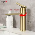Fliger robinet d'évier de salle de bains en or brossé robinet de lavabo haut robinet de salle de