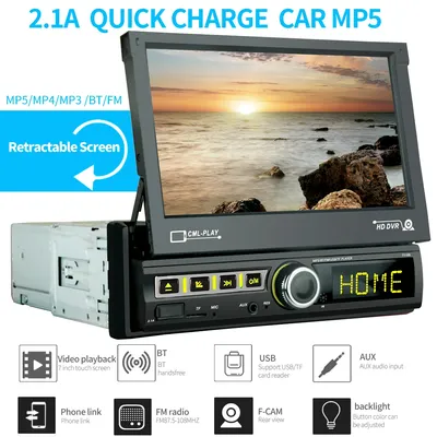 Autoradio Bluetooth avec écran tactile rétractable lien miroir lecteur de limitation 1 DIN MP5