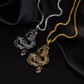 Colliers rétro Dragon chinois pour hommes Hip Hop pendentif en acier titane chaîne de chandail