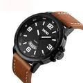 SKMEI-Montre à quartz étanche pour homme montres de sport militaires horloge en cuir pour homme