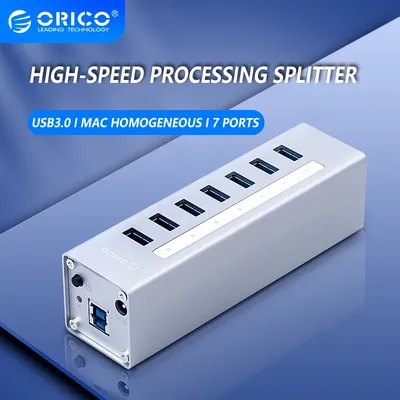 ORICO – Hub séparateur USB 3.0 A3H7 à 7 ports en aluminium haute vitesse accessoires Pc avec Port