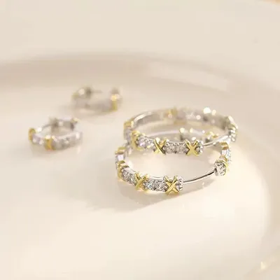 Boucles d'oreilles rondes en argent regardé 925 pour femmes charmant minimaliste style