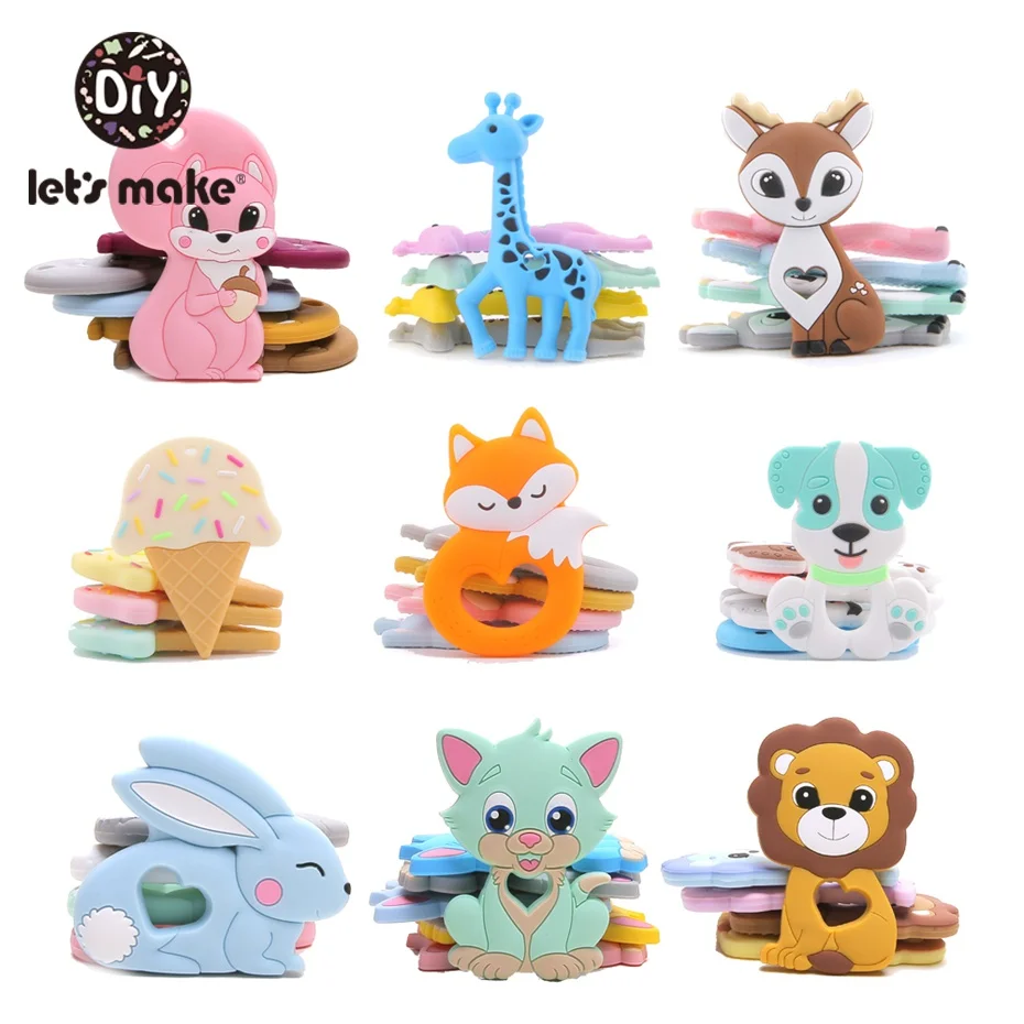Let'S Make – anneau de dentition en Silicone sans Bpa, 1 pièce, petite tige de qualité alimentaire, Clip de sucette en forme de dessin animé, accessoire de bricolage pour bébé, jouets mignons