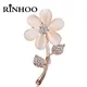 Rinhoo – broche fleur en pierre opale pour femme élégante strass feuille chat hibou papillon