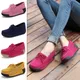 Mocassins en daim et cuir pour femmes chaussures décontractées confortables swing wedges