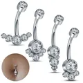 Anneaux de nombril en acier 14G CZ pour femmes et filles boucles d'oreilles pendantes piercings à