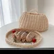Panier à pain en rotin blanc panier de rangement en rotin blanc couvercle anti-poussière pour