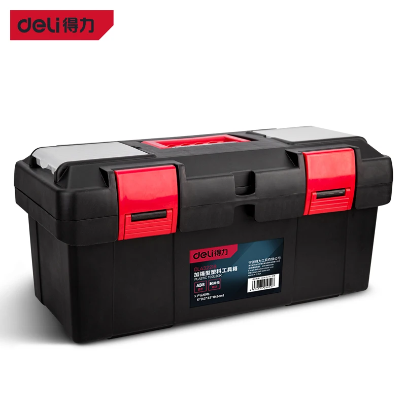 Deli – boîte à outils de grande capacité, multifonction, Double couche, rangement, boîtes à outils, boîte à outils en plastique, mallette dure pour la maison, organisateur d'outils