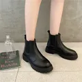 COOTELILI-Bottes à talons de 4cm pour femme chaussures à plateforme noires basiques à enfiler