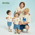 Amila-T-shirt à manches courtes pour enfants vêtements parent-enfant coton saison de sortie