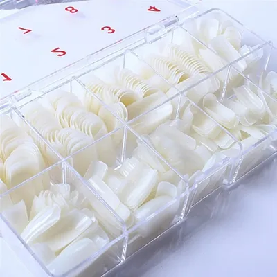 Faux ongles naturels en acrylique 500 pièces 1 boîte couverture complète bricolage avec boîte