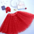 Jupes Tutu à paillettes pour enfants filles de 3 à 8 ans ensemble 2 pièces couleur unie