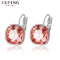 Xuping-Boucles d'oreilles carrées plaquées or avec pierre de cristal pour femme bijoux à breloques