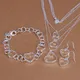 Parure de bijoux couleur argent pour femmes cadeau de saint-valentin collier bracelet boucles