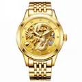 Fngeen – montre mécanique automatique Dragon doré pour hommes en acier inoxydable marque de luxe