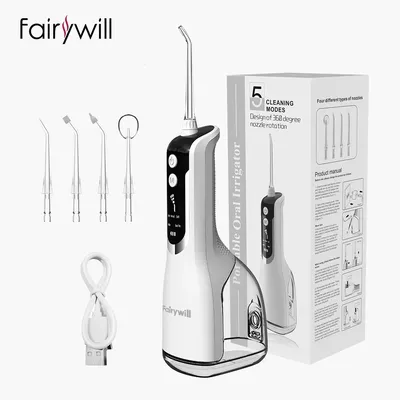 Fairywill – irrigateur buccal Portable jet d'eau nettoyage des dents étanche chargeur USB avec 5