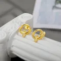 Boucles d'oreilles baroques en cuivre vintage minimalistes pour femmes perle ronde creuse bijoux
