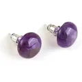 Boucles d'Oreilles en Pierre Naturelle Violette Plaquée Argent pour Femme Modèle Unique en Forme