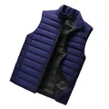 Gilet en duvet léger pour hommes avec col montant en fibre gilet épais fermeture à glissière