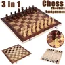 3 en 1 Jeu d'échecs Checkers Backgammon Jeux d'échecs en bois